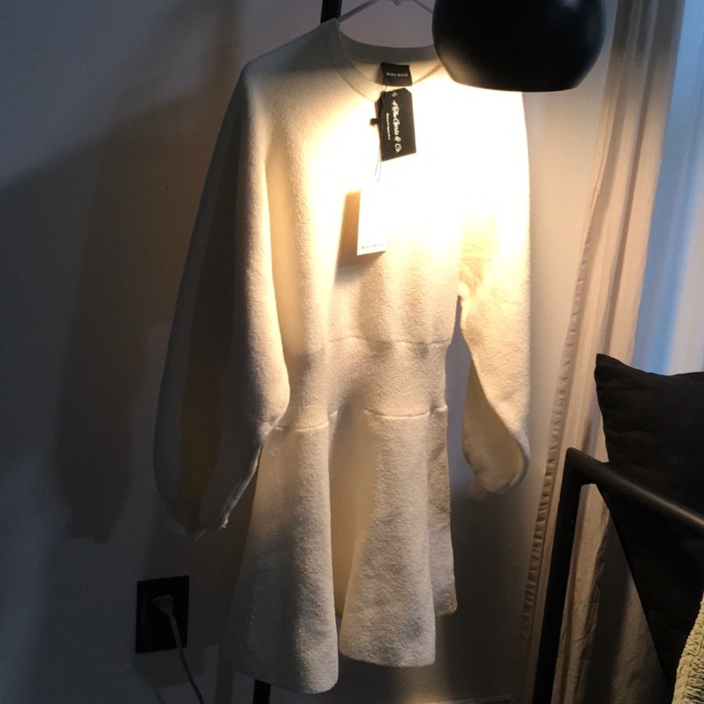 Aritzia White Long Sleeve Knit Dress
